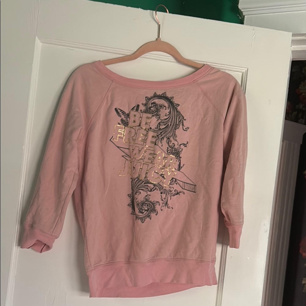 Juicy Couture Pink Graphic Women's Sweatshirt Cotton Medium